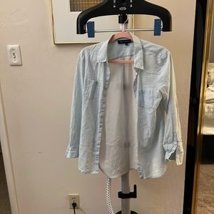 French Connection top. Linen and silk button up top. Size 10